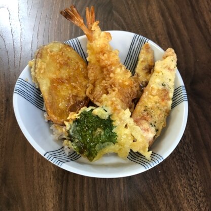 甘めのタレで好みの味でした！市販の天ぷらで美味しい天丼ができてよかったです♪また作ります。